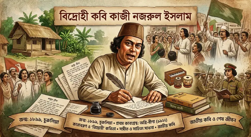 বিদ্রোহী কবি কাজী নজরুল ইসলামের জীবনী জেনে নিন